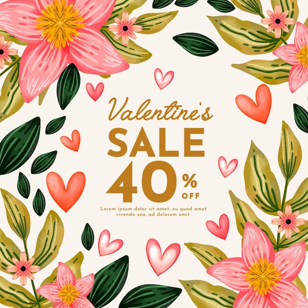 Vecteur gratuit vente de saint valentin aquarelle