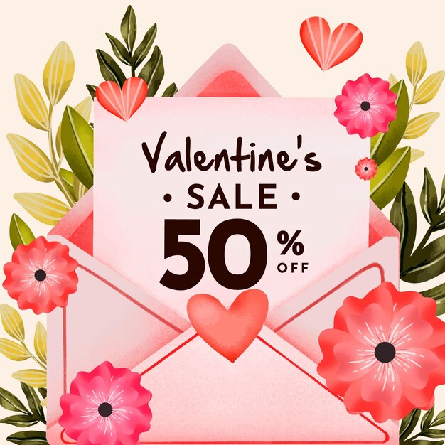 Vente de Saint Valentin aquarelle