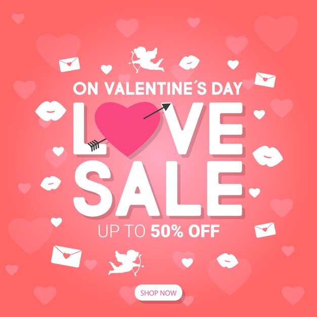 Vecteur gratuit vente de la saint-valentin au design plat