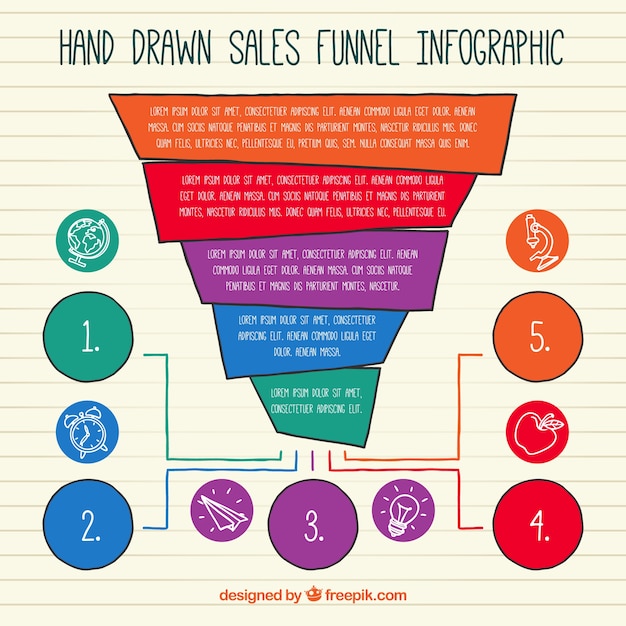 Vecteur gratuit les ventes infographiques avec des cercles colorés dessinées à la main