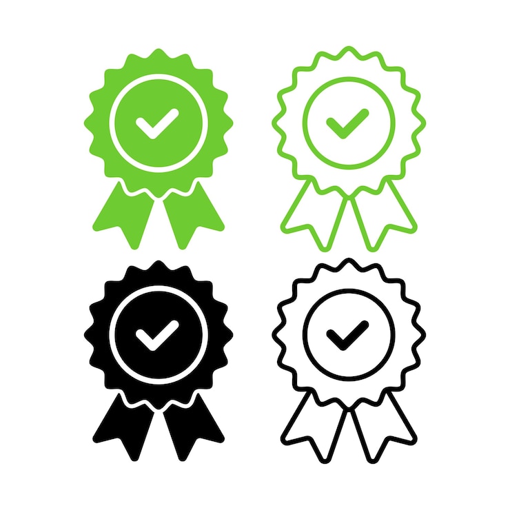 Vecteur gratuit vérifiez le ruban d'approbation noir et vert