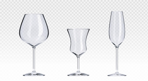 Vecteur gratuit des verres de cocktail 3d sur fond transparent