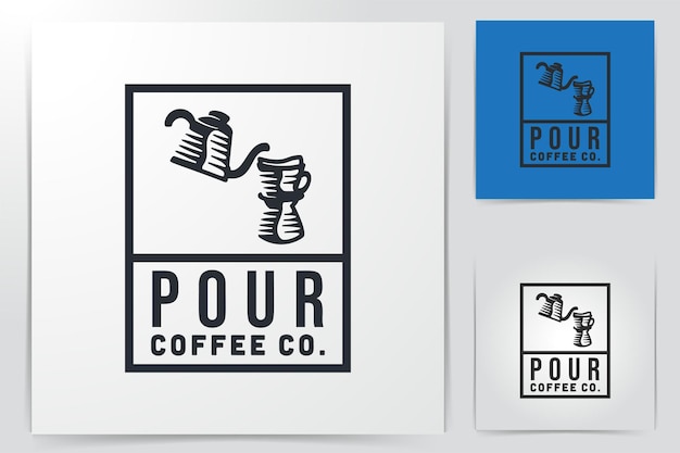 Vecteur gratuit verser du café ou du thé de la théière au logo de la tasse en verre idées. création de logo d'inspiration. illustration vectorielle de modèle. isolé sur fond blanc