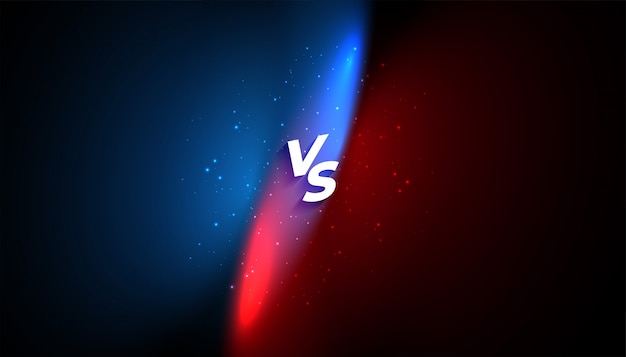 Vecteur gratuit versus vs bannière avec effet de lumière bleue et rouge