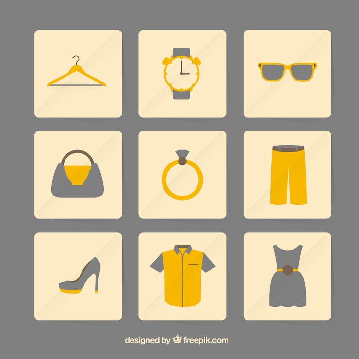 Vecteur gratuit vêtements et accessoires icônes