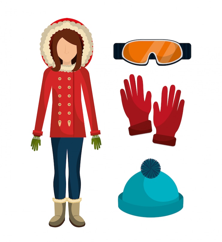 Vecteur gratuit vêtements et accessoires de mode d'hiver