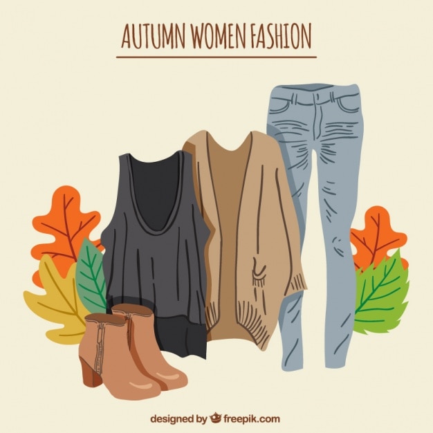 Vecteur gratuit vêtements d'automne femme