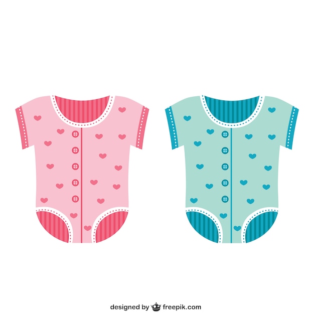 Vecteur gratuit les vêtements de bébé dans des couleurs roses et bleues