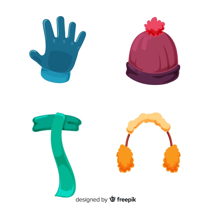 Vecteur gratuit vêtements d&#39;hiver et l&#39;essentiel