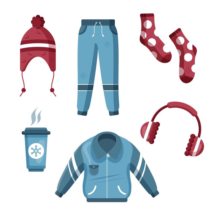 Vecteur gratuit vêtements d'hiver et l'essentiel