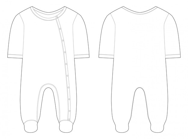 Vetements De Nuit Pour Bebes Garcons Et Filles Dessin Technique Vecteur Premium