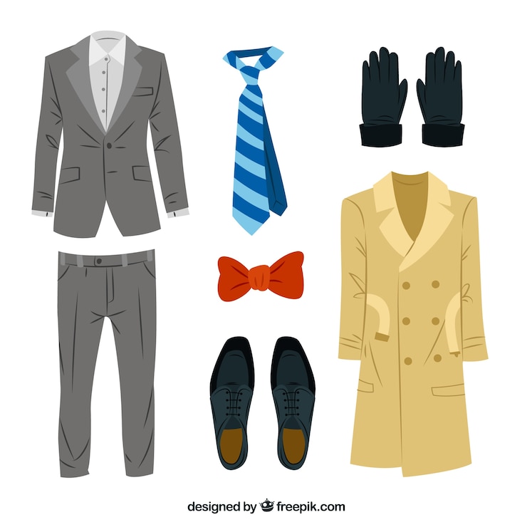 Vecteur gratuit vêtements pour hommes élégants