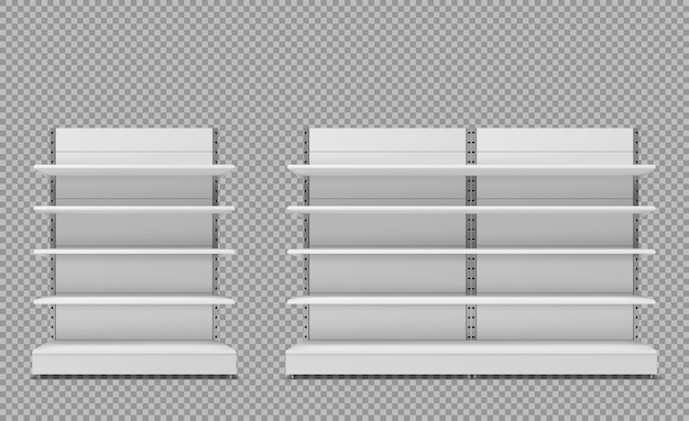 Vecteur gratuit vide magasin étagères ensemble, rack de supermarché de détail