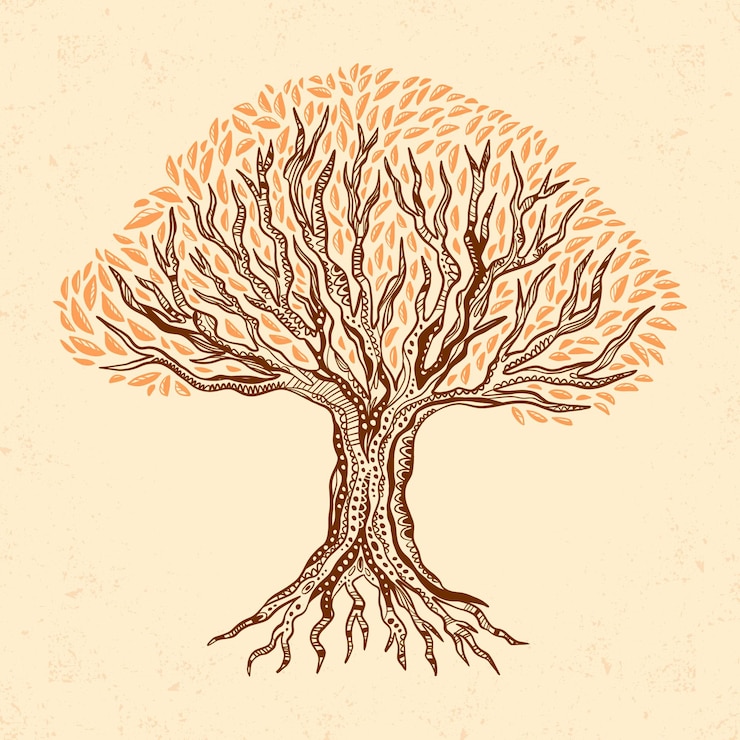 Vecteur gratuit vie d'arbre dessiné à la main