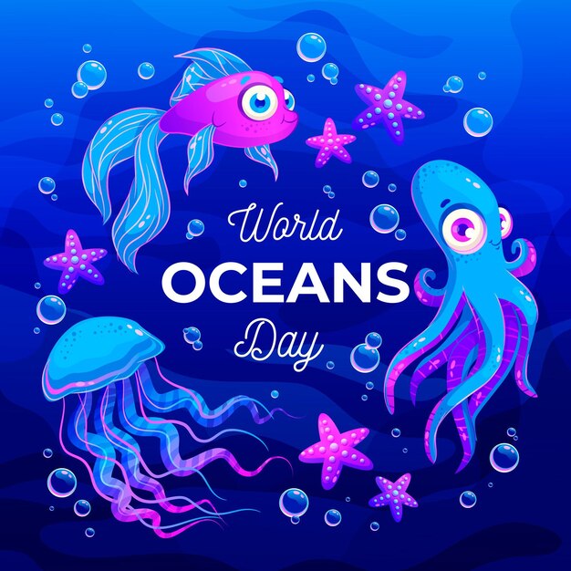La vie sous-marine active Journée mondiale de l'océan