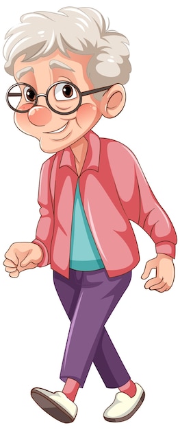 Vieille femme en tenue décontractée personnage de dessin animé