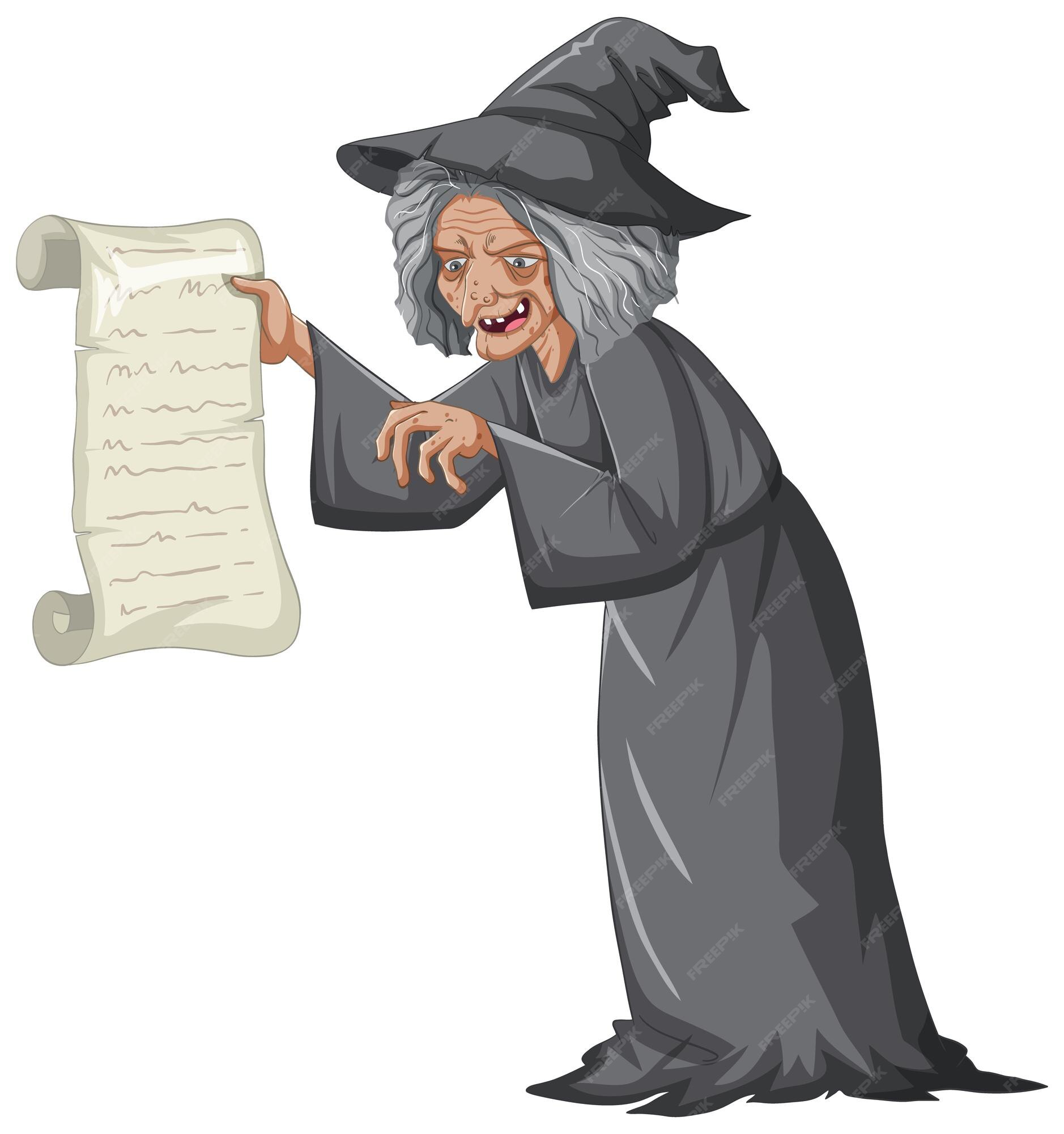 Comment Dessiner Une Sorcière Méchante Vieille Sorcière Méchante Sur Fond Blanc | Vecteur Gratuite