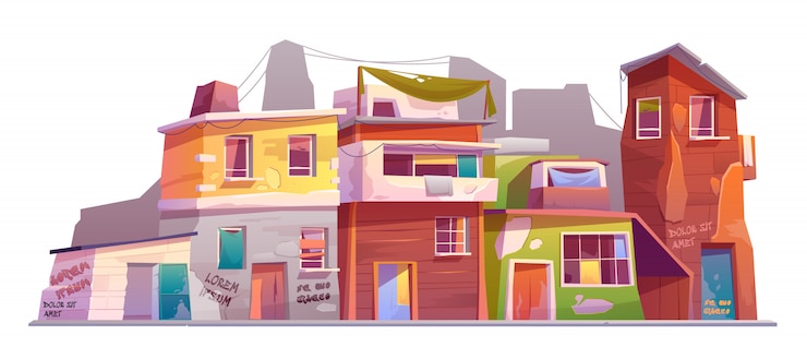 Vecteur gratuit vieilles maisons abandonnées