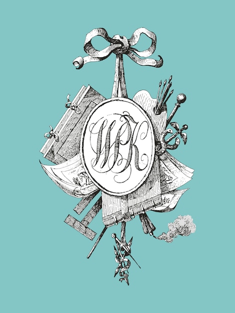 Vignette De Titre Avec Monogramme Wpk