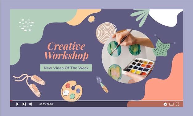 Vecteur gratuit vignette youtube de l'atelier créatif dessiné à la main