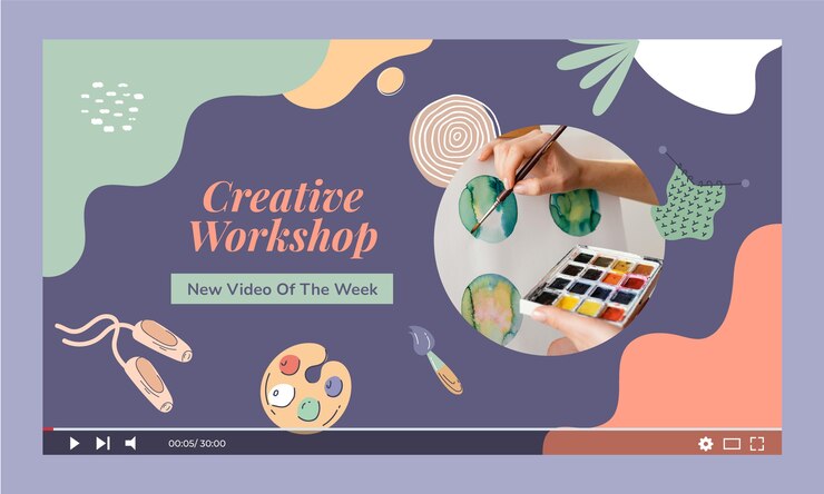Vecteur gratuit vignette youtube de l'atelier créatif dessiné à la main