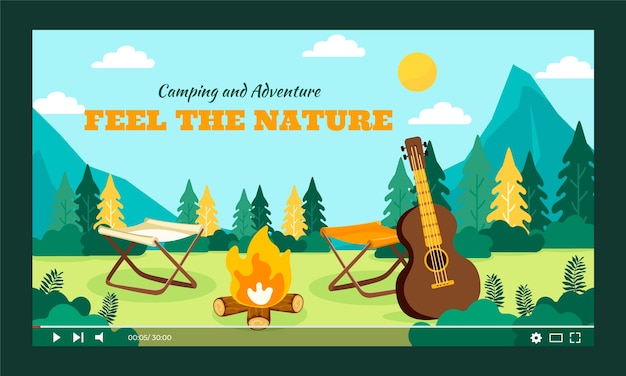 Vecteur gratuit vignette youtube d'aventure de camping