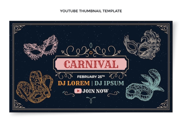 Vignette Youtube De Carnaval Dessiné à La Main