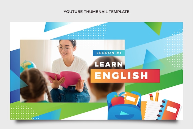 Vignette Youtube Des Cours D'anglais Dégradé