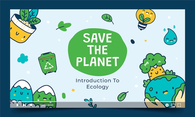 Vecteur gratuit vignette youtube du concept d'écologie dessiné à la main