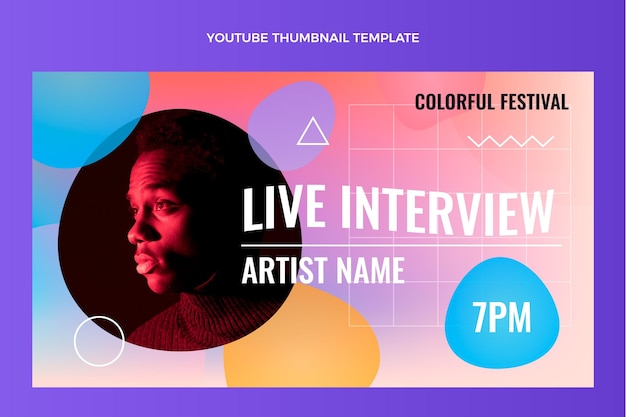 Vecteur gratuit vignette youtube du festival de musique coloré dégradé