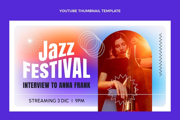 Vecteur gratuit vignette youtube du festival de musique coloré dégradé