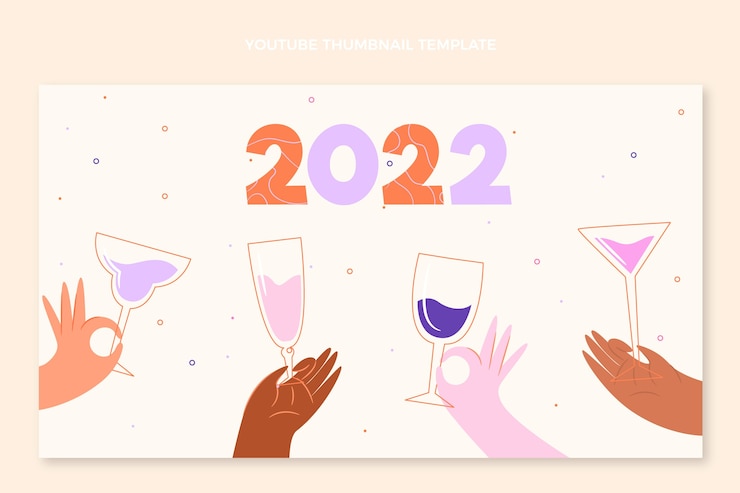 Vecteur gratuit vignette youtube du nouvel an plat dessiné à la main