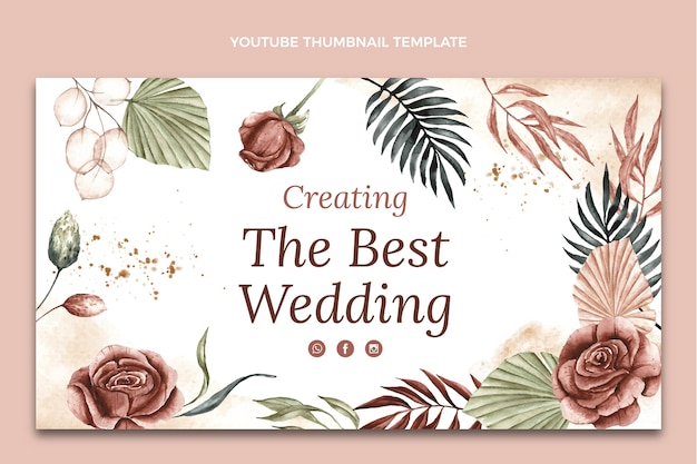 Vecteur gratuit vignette youtube du planificateur de mariage floral aquarelle