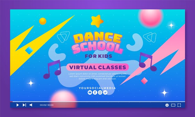 Vecteur gratuit vignette youtube de l'école de danse dégradée