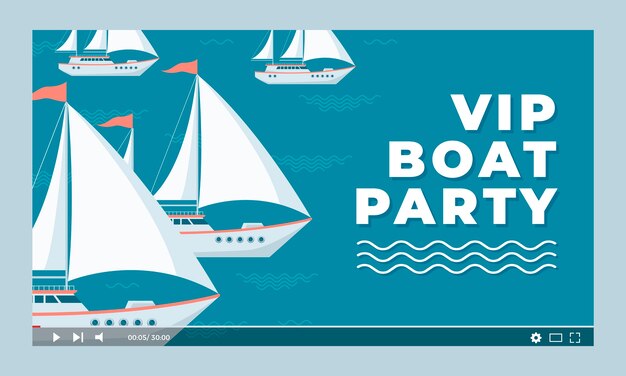 Vignette youtube de fête en bateau design plat