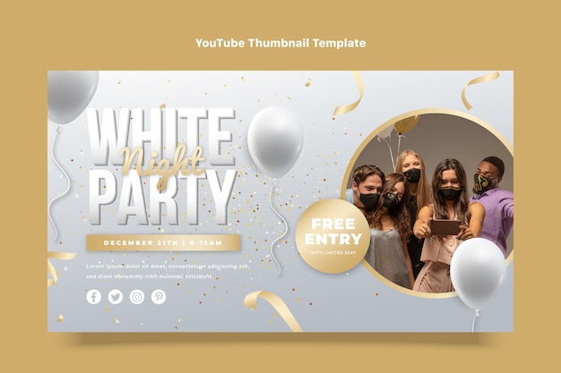 Vecteur gratuit vignette youtube de la fête blanche dégradée