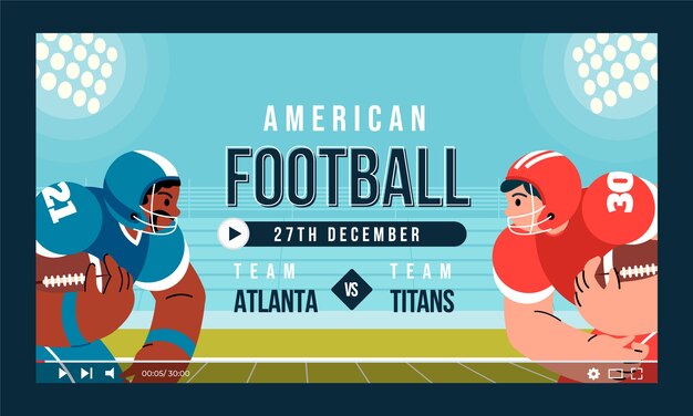 Vignette youtube de football américain design plat