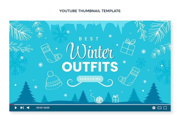 Vecteur gratuit vignette youtube hiver plat dessiné à la main
