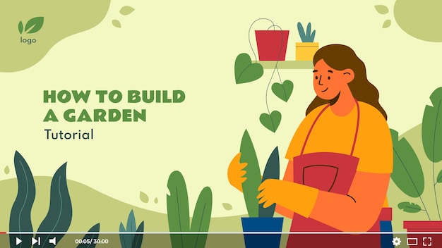 Vecteur gratuit vignette youtube de jardinage dessiné à la main