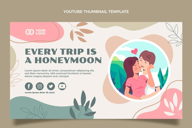 Vecteur gratuit vignette youtube de lune de miel dessinée à la main