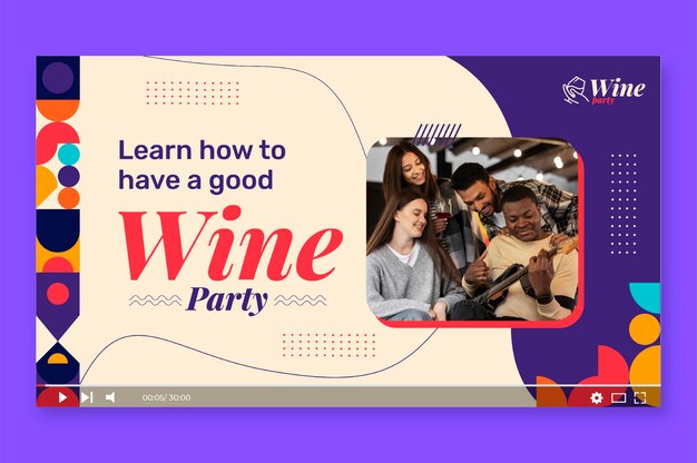 Vecteur gratuit vignette youtube plate de la fête du vin