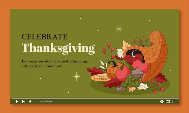 Vecteur gratuit vignette youtube pour la célébration de thanksgiving