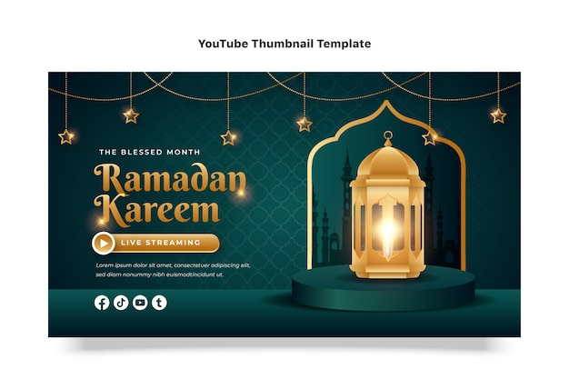 Vecteur gratuit vignette youtube réaliste du ramadan