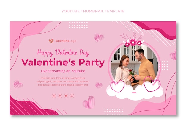 Vecteur gratuit vignette youtube de la saint-valentin dessinée à la main