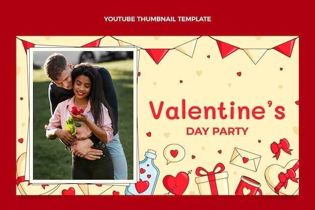 Vecteur gratuit vignette youtube de la saint-valentin dessinée à la main