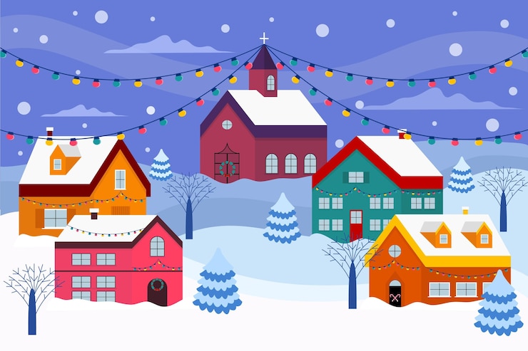 Vecteur gratuit ville de noël design plat