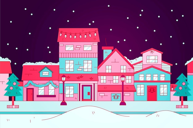 Vecteur gratuit ville de noël dessinée à la main