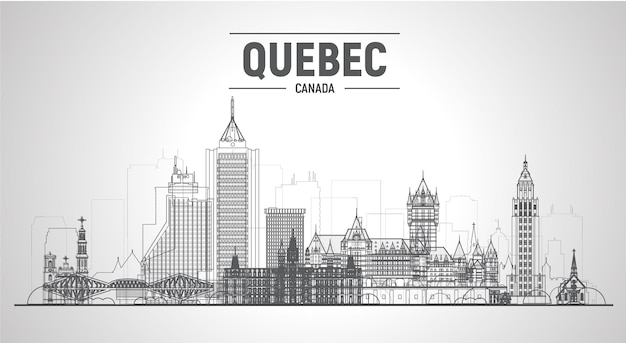 Ville de Québec Canada ligne d'horizon avec dans le fond blanc Illustration vectorielle Concept de voyage d'affaires et de tourisme avec des bâtiments modernes Image pour présentation bannière affiche et site web