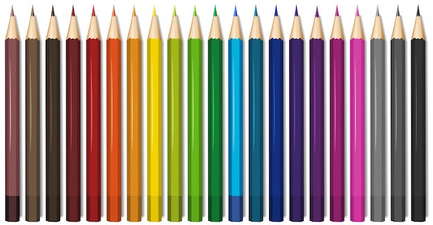 Vecteur gratuit vingt et une nuances de crayons de couleur
