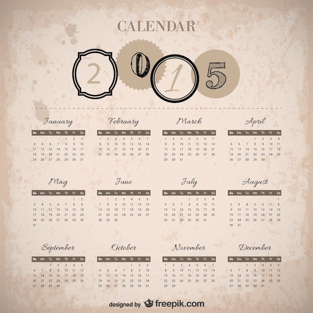 Vecteur gratuit vintage 2015 calendar